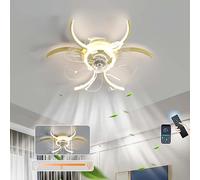 HXFFXHF Silent Fan Light Ceiling dc Reversible 6 Speed Timer Ceiling Fans with Lights and Remote Control led dimmable Flower Chandeliers Ceiling Light for Bedroom Living Room-Black