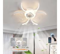 HXFFXHF Silent Fan Light Ceiling dc Reversible 6 Speed Timer Ceiling Fans with Lights and Remote Control led dimmable Flower Chandeliers Ceiling Light for Bedroom Living Room-Black