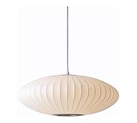 HXFFXHF Silkworm Cocoon Pendant Light - 50cm Flat Shape Italian White Hanging Lamp for Dining Room, Showroom, and Hollow Luminaire. Single Head Lantern Cafe House Chandelier (Size : A50cm)
