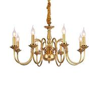 HXFFXHF Simple Warm During Lighting,Living Room Dining Room Bedroom Villa Study Bar Table Lamp,Hanging Light,E14 All Copper Retro Candle Chandelier Lighting-Copper 8 Head (Copper 8 Head)