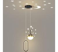 HXFFXHF Star Projection Ceiling Chandelier for Bedroom Children's Room LED Creative Double Head Hanging Lamp Modern Ceiling Chandelier in Gold/Black Finish Creative Hanging Light Fixture (
