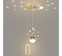 HXFFXHF Star Projection Ceiling Chandelier for Bedroom Children's Room LED Creative Double Head Hanging Lamp Modern Ceiling Chandelier in Gold/Black Finish Creative Hanging Light Fixture (