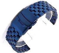HXFFXHF Steel Watch Band Screw Adjustable 22Mm Fine Brushed Frosted Stainless Steel Solid Five-Bead Strap (Color : Silver Size : 22Mm) (Silver 20Mm) (Color : Blue, Size : 20mm)