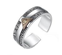 HXFFXHF Sterling Silver God's Eye Adjustable Men's Ring,Fashion S925 Sterling Silver Men's Ring Adjustable (suitable for US size 8-11)