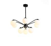 HXFFXHF Studying Living Room Restaurants,Domestic Restaurants Bedroom Lamps,Creative Personality Glass Chandeliers,E27 () Nordic Modern Concise Chandeliers-Black. 5 Head