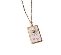 HXFFXHF Tarot Card Necklace for Women Girls Punk Tarot Sun God Star Moon Hand Flame Square Necklace Fish Necklace Taurus Necklace Heavenly Necklace