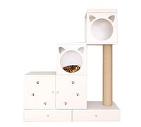 HXFFXHF Three-Layer Multifunctional Cat Tree Tower, with Sisal Pillars and Solid Wood Catteries, with Drawers to Store Items Cat Frame
