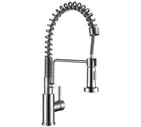 HXFFXHF Touch On Kitchen Faucet Matt Black Sensor Activated Pull Out Mixer Sink Tap Stainless Steel Single Handle Champagne Bronze(Brushed Nickel)