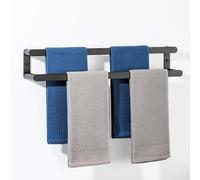 HXFFXHF Towel Rail Wall Mounted Black Double Towel Holder Bathroom 2-Tier Large Bath Towel Rack Heavy Duty, 64CM Length, EGYS2402AL-24IN-B