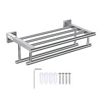 HXFFXHF Towel Rails Double Towel Holder with 2 Bar Bathroom Shelf,40Cm Brushed Bathroom Towel Rack Wall Mounted Hanger Storage Towel Bar Towel Racks/Bury