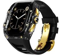 HXFFXHF Transparent Watch Case Fluororubber Band,For Series 8 7 6 5 4 SE 44mm 45mm,Clear Watch Case Sport Breathable Straps Clasp Replacement Accessories