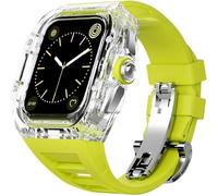 HXFFXHF Transparent Watch Case Fluororubber Band,For Series 8 7 6 5 4 SE 44mm 45mm,Clear Watch Case Sport Breathable Straps Clasp Replacement Accessories