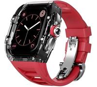 HXFFXHF Transparent Watch Case Fluororubber Band,For Series 8 7 6 5 4 SE 44mm 45mm,Clear Watch Case Sport Breathable Straps Clasp Replacement Accessories
