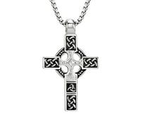 HXFFXHF Vintage 925 Sterling Silver Celtic Cross Necklace for Men Celtic Retro Nordic Viking Cross Pendant - Celtic Cross Necklace for Men Irish