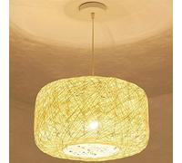 HXFFXHF Vintage Handmade Rattan Lampshade Pendant Lamp Adjustable Height Chandelier Natural Hanging Lamp Industrial Retro for Living Room Dining Table Kitchen Living Room Lantern Round Ceiling Lamp