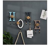 HXFFXHF Wall-Mounted Coat Rack American Rustic Style Hooks alphanumeric Iron Hooks Suitable for Bedroom Living Room Hallway Hanging Clothes Towels Hats. (Home)