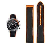 HXFFXHF Watch Bracelet for Omega 300 SEAMASTER 600 Planet Ocean Silicone Nylon Strap Watch Accessories Watch Band Chain 20mm 22mm Belt (Color : Black Orange SK, Size : 22mm)