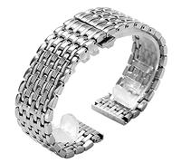HXFFXHF watch strap, 18/20/22mm silver stainless steel watchband push button hidden clasp solid link adjustable + 2 pair spring bars bracelet