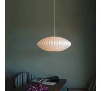 HXFFXHF White Silkworm Cocoon Chandelier Post-Modern Single Head Lantern Flat Shape Pendant Light for Coffee House Dining Room Showroom Hollow Hanging Lamp Interesting