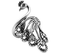 HXFFXHF Women Adjustable Open Rings - S925 Animal Peacock Vintage Rings, Temperament Personality Fashion Female Resizable Opening Rings Party Jewelry Accessories