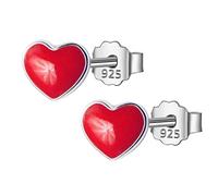 HXFFXHF Women Jewelry Tiny Red Love Footprints 5mmX6mm Stud Earrings For