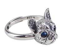 HXFFXHF Women Vintage S925 Silver Open Adjustable Cute Animal Fine Rings Epoxy Resin Eye Aesthetics Fashion Charm Handmade Jewelry Band Ring