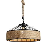 HXFFXHF Wrought Porch Black Chandelier E14/E12 Light Source Ceiling Hanging Lights Retro Hemp Rope Chandelier for Kitchen Island Industrial for Dining Table Bar Balcony Corridor
