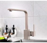 HXFFXHF ZEDARO Black Kitchen Faucet Kitchen Sink Faucet Copper Hot and Cold Water Mixer 360 Degree Rotary Metal Wire Drawing Square Single Handle 7 Type Single Connection,Oatmeal