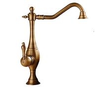HXFFXHF ZEDARO Kitchen Sink Mixer Tap,Mixer Tap, American Vintage Kitchen Sink Tap Single Lever Mixer Tap,S Faucet 360 Degree Swivel Spout in Brass Bathroom Water Tap Nostalgic Stopcock/Black