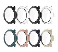 HXFRTYU 8 Pack Case for Amazfit Active 2 Screen Protector, Hard PC Bumper Overall Protective Tempered Glass Cover Accessories for Amazfit Active 2 SmartWatch Clear