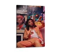 HXHDESIGN Singer - J Cole Poster, Music Canvas Prints for Bedroom, Living Room Wall Deco 24x36inch(60x90cm) Frame-style