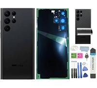 HXHN Galaxy S22 Ultra Back Glass Replacement for Samsung Galaxy S22 Ultra Back Cover Glass with Pre-Installed Tape and Camera Lens +Rear Protective Film +Tools (Black)