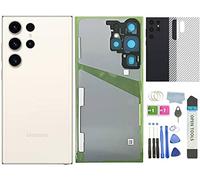 HXHN Galaxy S23 Ultra Back Glass Replacement for Samsung Galaxy S23 Ultra Back Cover Glass with Pre-Installed Tape and Camera Lens +Rear Protective Film +Tools (Cream)