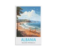 HXHNFERR Albania Balkan Peninsula Vintage Travel Poster 08x12inch(20x30cm) Canvas Wall Posters And Art Pictures Prints Paintings Bedroom Decor