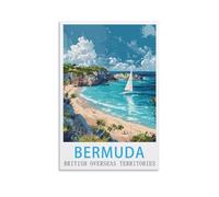 HXHNFERR British Overseas Territories Bermuda Vintage Travel Poster 12x18inch(30x45cm) Canvas Wall Posters And Art Pictures Prints Paintings Bedroom Decor