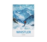 HXHNFERR Whistler Canada Vintage Travel Poster Ski 08x12inch(20x30cm) Canvas Wall Posters And Art Pictures Prints Paintings Bedroom Decor