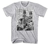 Hxhsa Waterfall Visual Paradox Penrose Triangle Art Artist Mc Escher Men T-Shirt Graphic Top Tee Camiseta Short-Sleeve Grey(XX-Large)