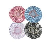 HXIELEC 4 Pack Colorful EVA Shower Caps, Double Layered Waterproof, Reusable & Hard-Wearing, Premium Hair Preservation, Ideal for Personal Hygiene, Bathing & Spa, Everyday Hair Care Accessories