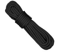 Hxiu 8MM/10MM 64FT Thick Braid Nylon Rope Twisted String Multi-functional Hanging Cord Durable Braid Nylon Cord Tarp Rope for DIY, Gardening Design, Wedding,Christmas Decorations (Black, 6MM)