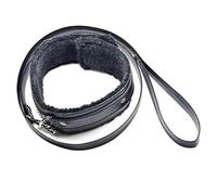 Hxiu Black General Faux Leather Soft Padded Choker Collar With Detachable Leash (Thin)