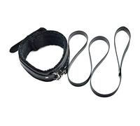 Hxiu General Faux Leather Soft Padded Choker Collar With Detachable Leash Whips ，Black (Thin)