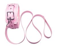 Hxiu General Faux Leather Soft Padded Choker Collar With Detachable Leash Whips ，Pink (Thick)
