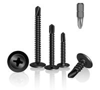 HXJDAM 120Pcs Black Self Tapping Screws, M4.2x38mm Self Drilling Screws For Metal, Wafer Head Self Drilling Screws, Modified Truss Head Self Tapping Screws For Plastic, Metal, Wood