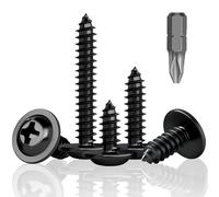HXJDAM 190Pcs M4.2x19mm Black Self Tapping Screws - Flat, Pan, Wafer Head for Plastic, Sheet Metal, Pasterboard, Wood, Aluminum