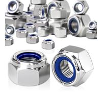 HXJDAM M6 Lock Nuts DIN985 Nylock 60 Piece M6 Stainless Steel Hex Nuts A2 V2A Self Nylon Insert Lock Nut Kits Thread Nuts Nyloc Hexagon Nut nutstones