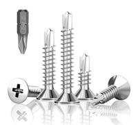 HXJDAM Pack of 200 self-drilling screws, M4.2 x 25 mm, self-tapping screws, stainless steel, countersunk head, Phillips screws, metal screws with drill