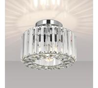 (HXK400) Modern Crystal Chandelier - Polished Metal Finish, Semi-Flush Mount Recessed Ceiling Light with Up-and-Down Light Direction, Switch Control