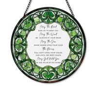 Hxlac Irish Blessing Suncatcher Stained Glass Window Hanging, Irish Blessing Gifts Sun Catchers Indoor Window Glass Round Wall Decor, Ireland Gifts Wall Art Hanging Decorations, ＂7.8x7.8＂