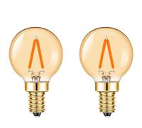Hxlilebu Vintage Lighting G40 E14 LED Light Bulb Elegant,1.5W, Warm White 2200K, SES Golf Ball Led Bulb, Decorative Amber Glow, Dimmable, 2 Pack