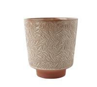 HXLTHINGS plant pots Ceramic Plant Pot Decorative Planter With Leaf Pattern Modern Indoor Outdoor Flower planters(Brown)